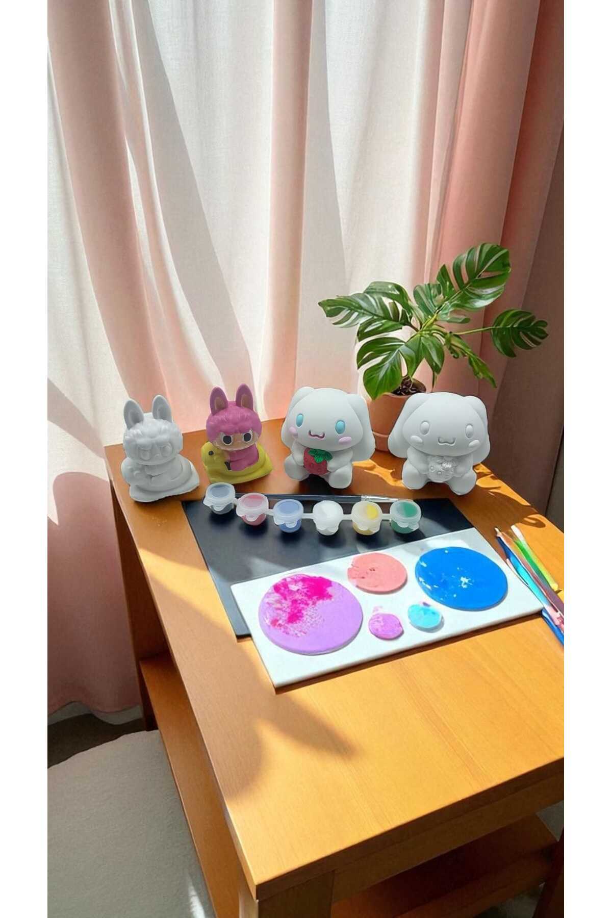 Labubu ve Cinnamorroll XXL Taş Boyama Figür Çocuk Gelişimi Anne Çocuk Etkinlik Taş boyama seti