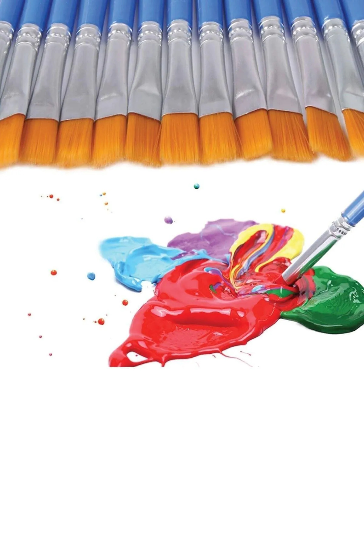 10 Adet Fırça Akrilik Boya Guaj Boya Parmak Boya Sulu Boya Yağlı Boya Fırçası