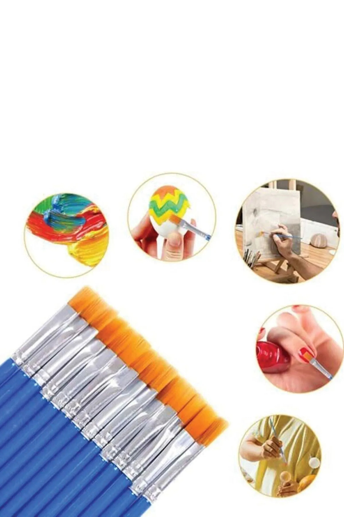 10 Adet Fırça Akrilik Boya Guaj Boya Parmak Boya Sulu Boya Yağlı Boya Fırçası